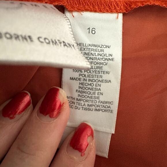 Emma James Liz Claiborne Faux Wrap Button Maxi Skirt Orange Linen Blend Size 16 - Picture 7 of 11